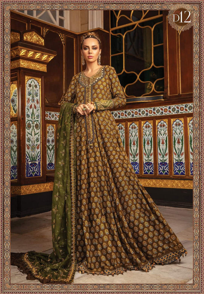 Maria b Linen unstitched winter collection’21 - DL-912-Brown