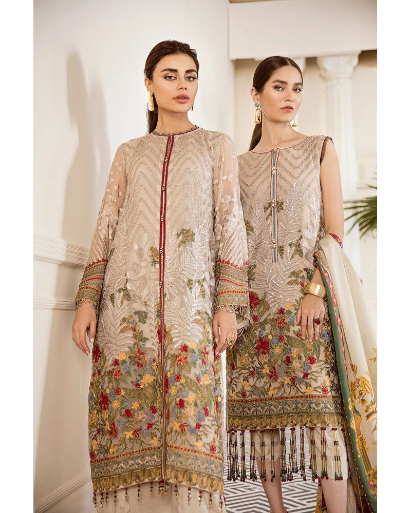 Baroque Chantelle Chiffon Pakistani Salvar Suit Sepia DN-03