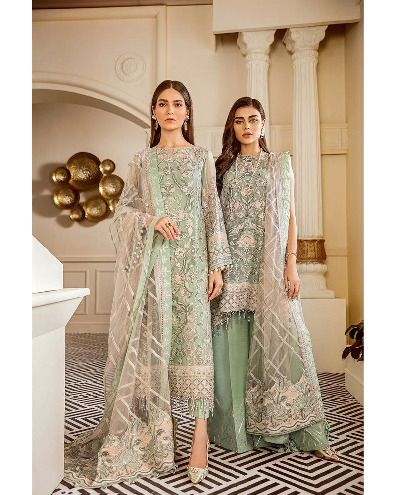 Baroque Chantelle Chiffon Pakistani Salvar Suit  Mint Tea DN-05