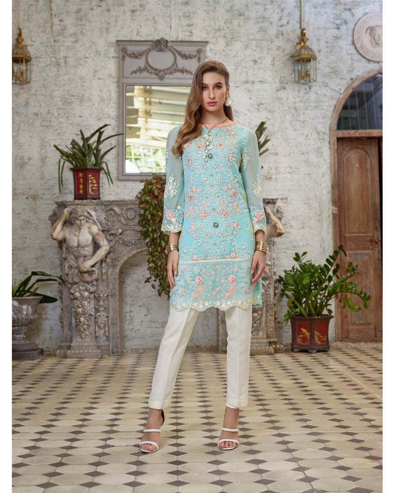 Azure Ensembles Un-stitched Kurti Eclectic Blooms - E02
