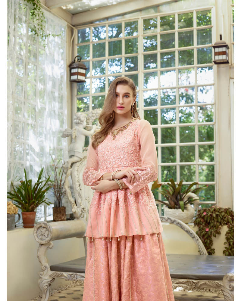 Azure Ensembles Un-stitched Kurti Peachy Mist - E03