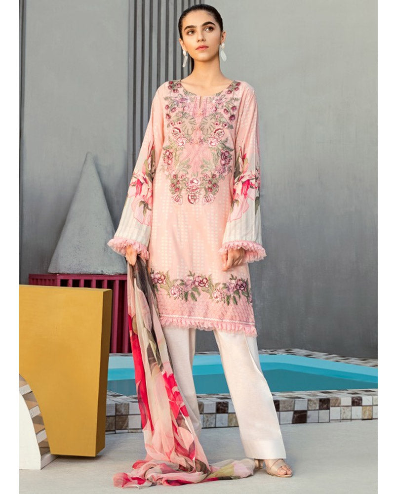 Iznik Lawn Festive Collection Salwar Suit Cream Pink IFL-06