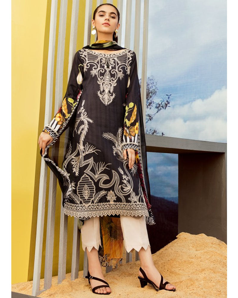 Iznik Lawn Festive Collection Salwar Suit Charcoal Black IFL-09