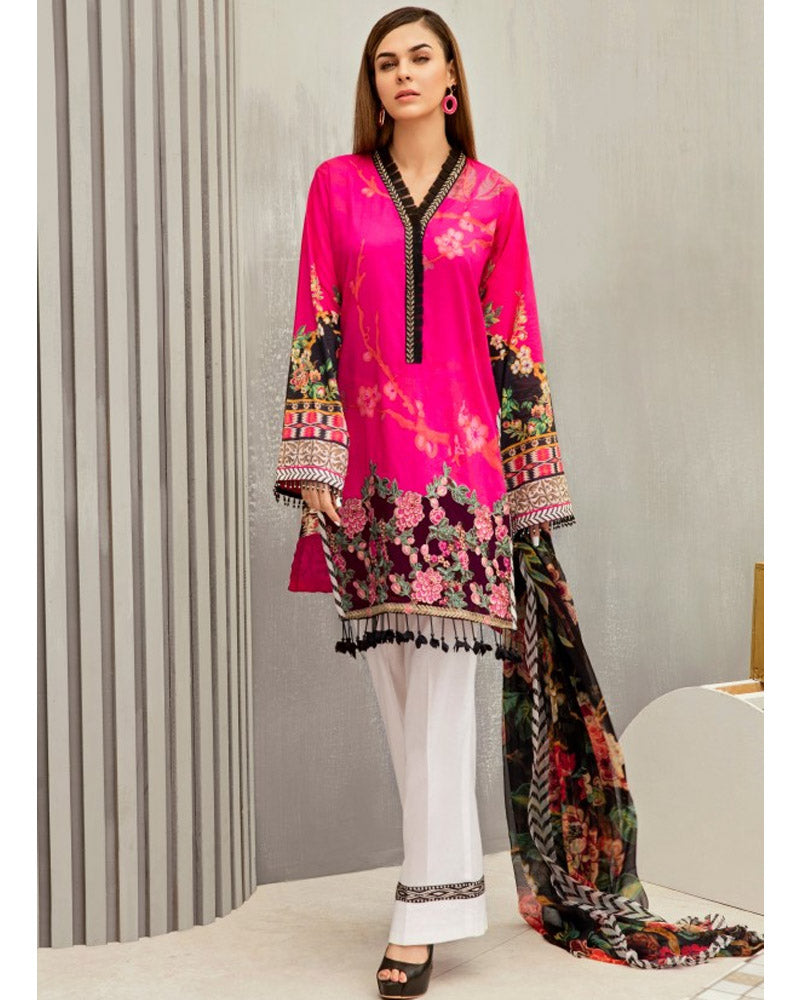 Iznik Lawn Festive Collection Salwar Suit Fuchsia Rose IFL-11