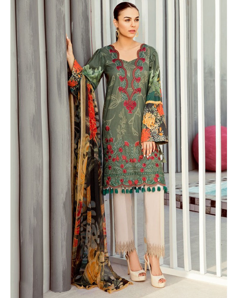 Iznik Lawn Festive Collection Salwar Suit Olivine IFL-12