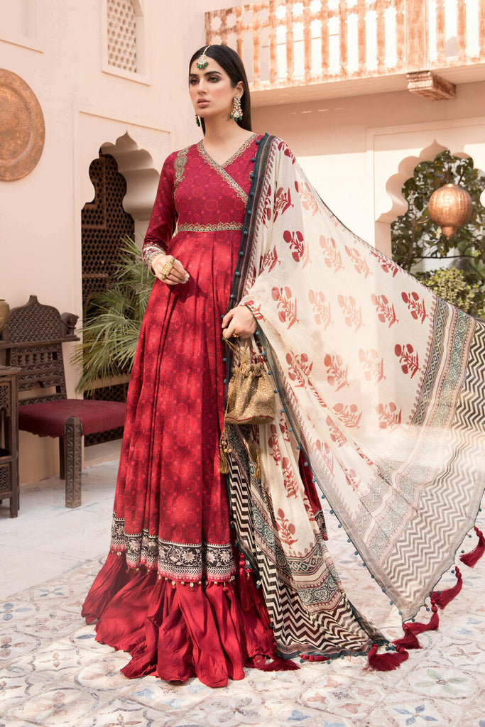 Maria B Eid Lawn 2021 – Maroon