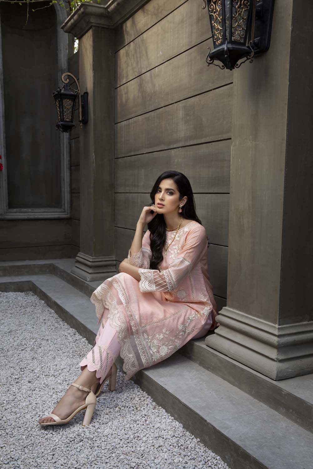 Azure luxury kurti - Melon Glow