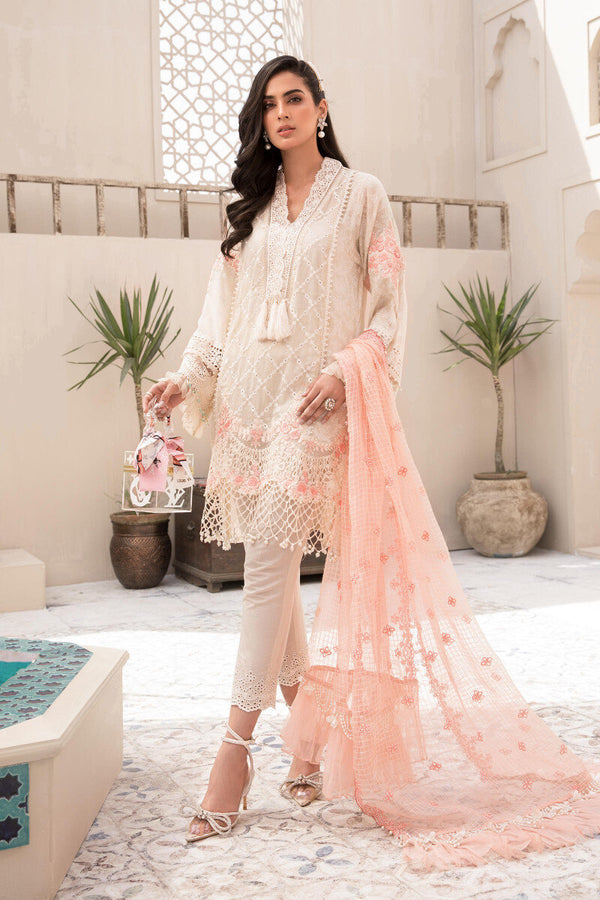 Maria B Eid Lawn 2021 – Off White and Peach