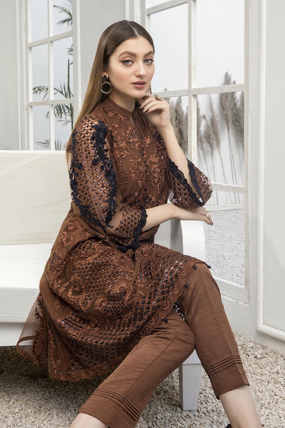 Azure luxury kurti - Autumn Hues