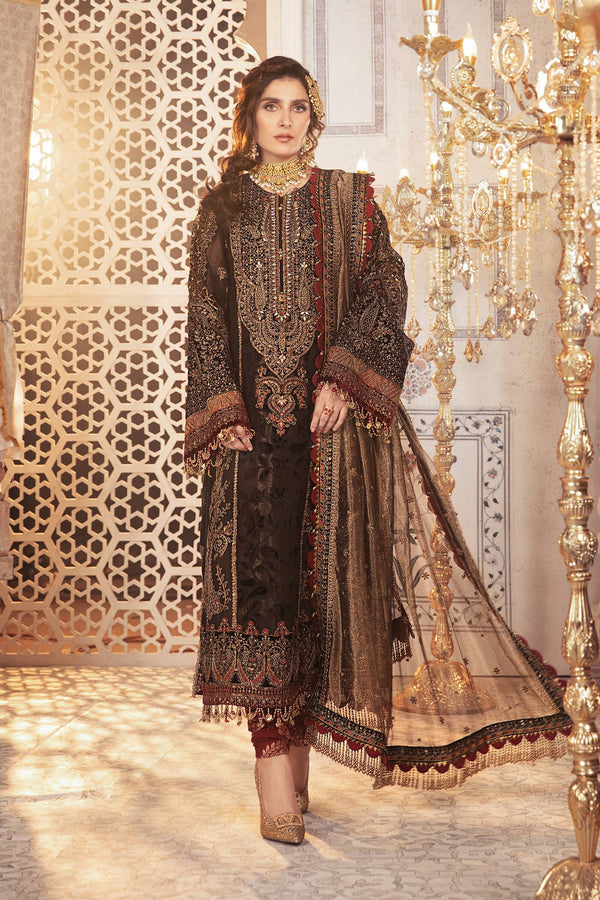 Maria B Mbroidered Wedding – Black and burnt gold (BD-2301)