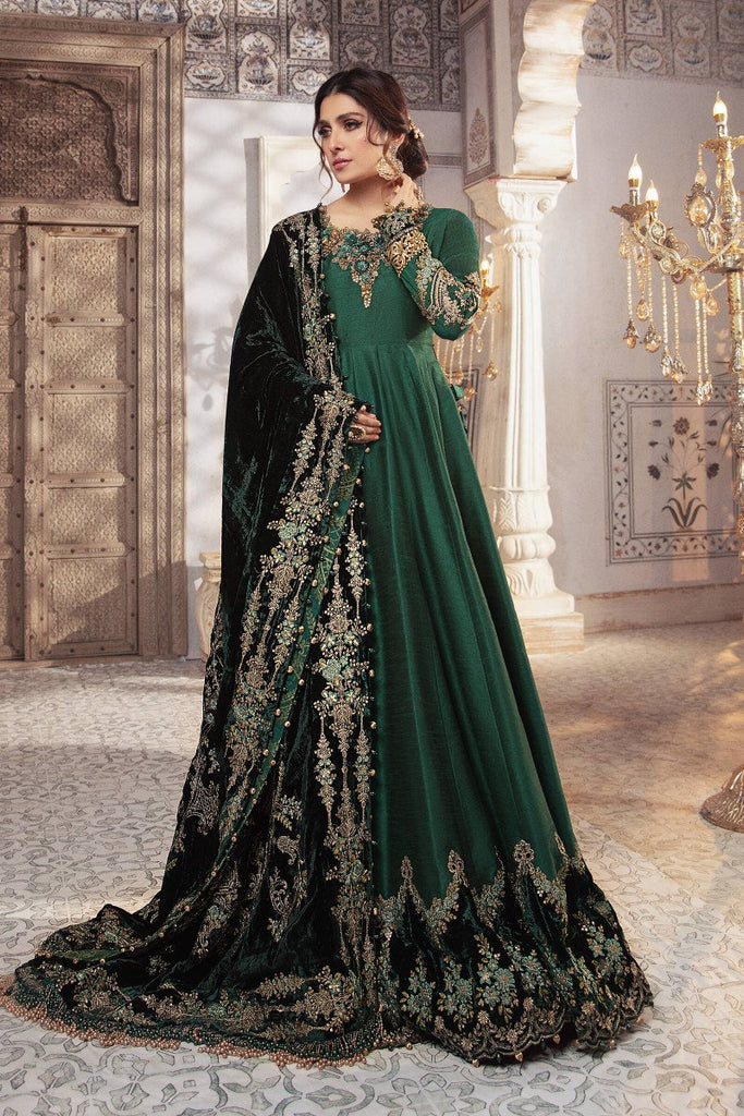 Maria B Mbroidered Wedding – Teal and Warm green (BD-2307)