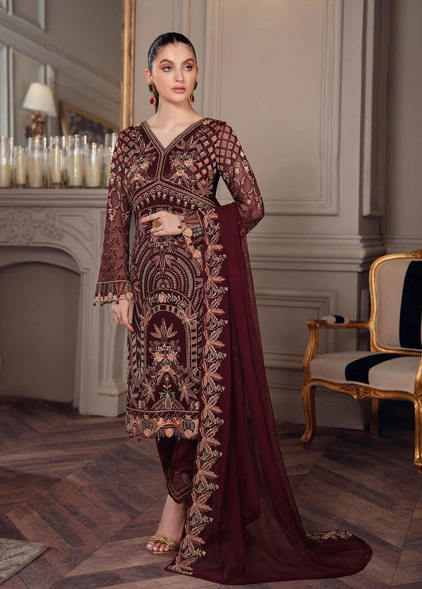 Chevron By Ramsha Embroidered Chiffon Suits Unstitched 22 – CH5-A-507