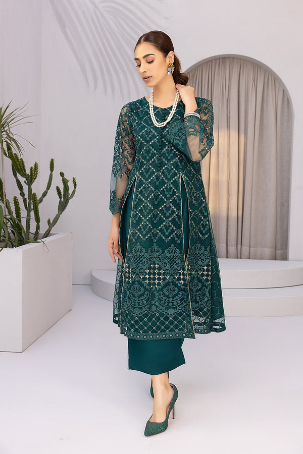 Embroidered Party Shirt | Kurta | Azure | Emerald