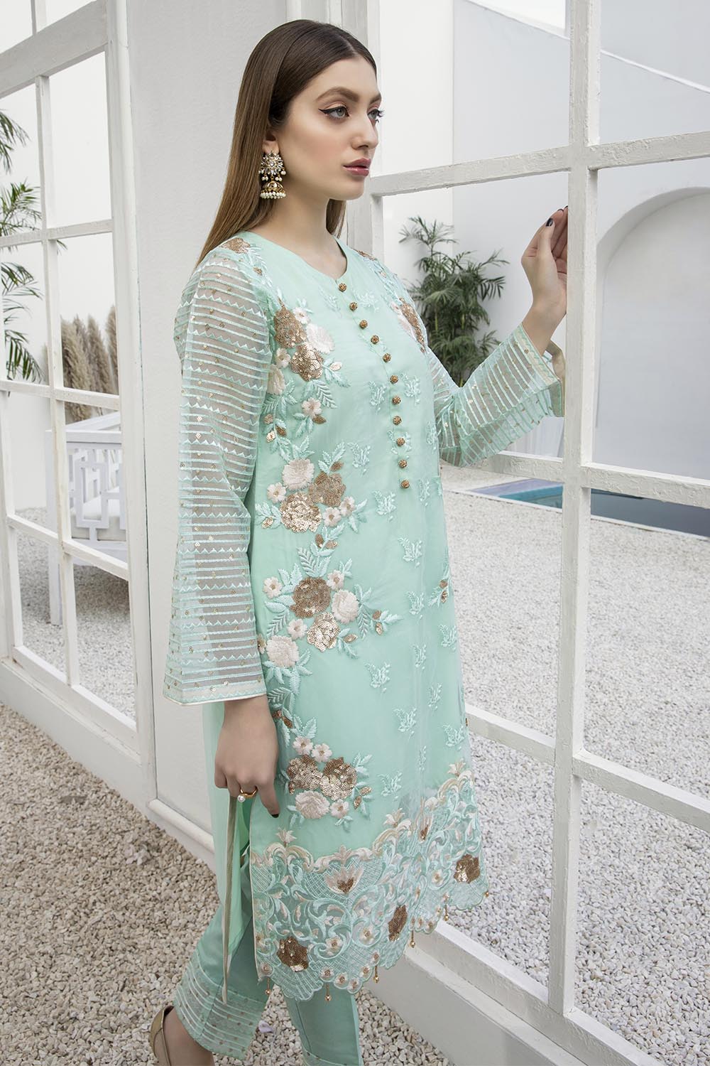 Azure luxury kurti - Hellebores
