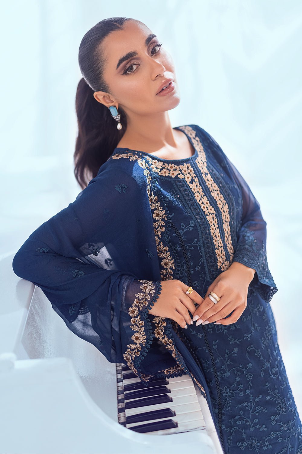 Azure Esembles Chiffon Party Wear Suits 2022 | Unstitched | Iris Bloom