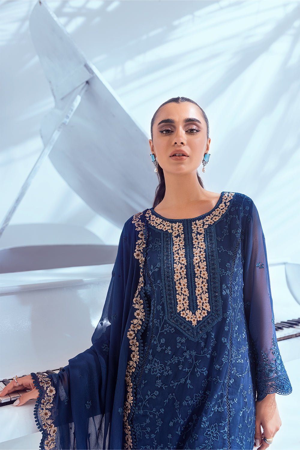 Azure Esembles Chiffon Party Wear Suits 2022 | Unstitched | Iris Bloom
