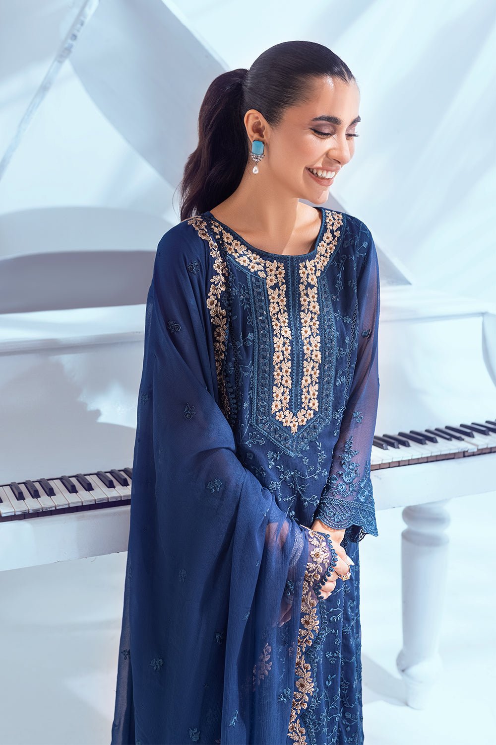 Azure Esembles Chiffon Party Wear Suits 2022 | Unstitched | Iris Bloom