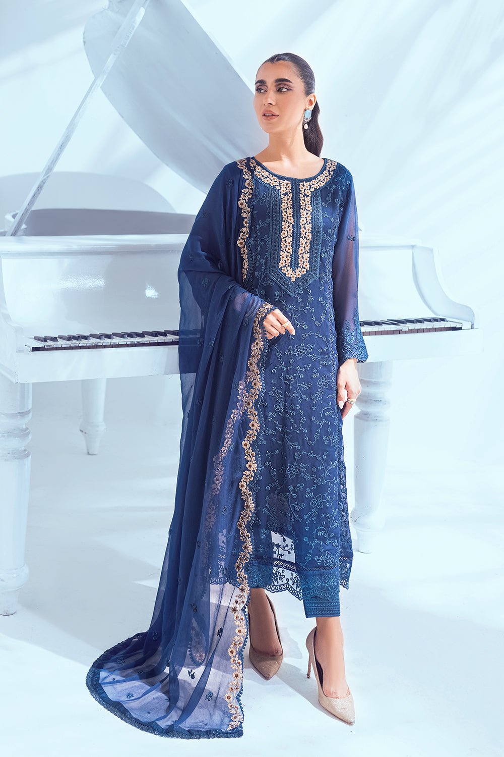 Azure Esembles Chiffon Party Wear Suits 2022 | Unstitched | Iris Bloom