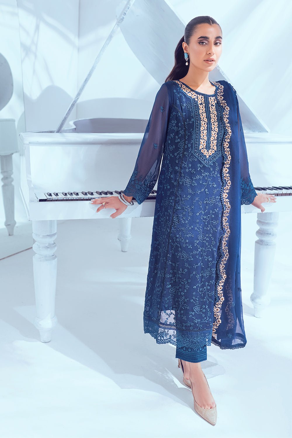 Azure Esembles Chiffon Party Wear Suits 2022 | Unstitched | Iris Bloom