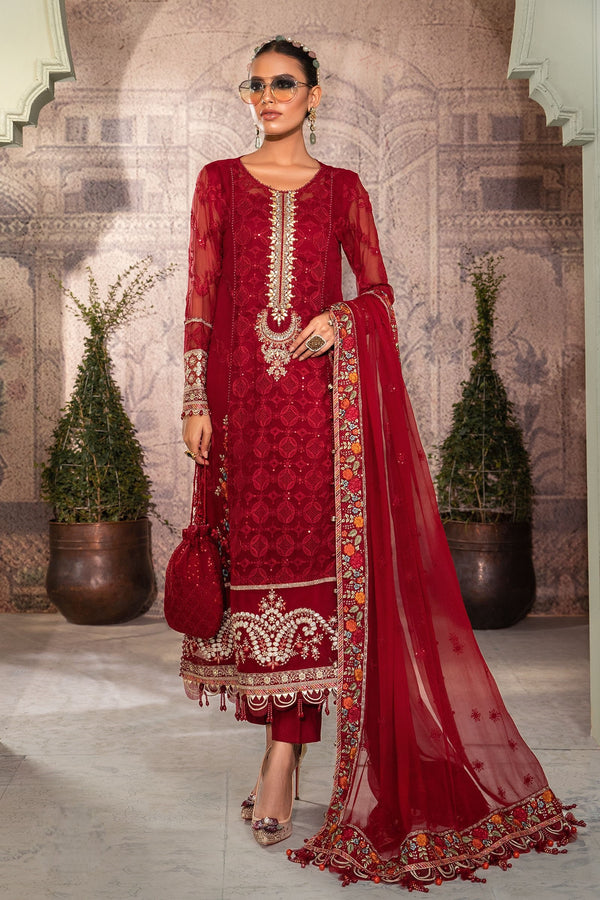 MARIA B Chiffons Suits - 2022 - MPC-22-201-Ruby Red