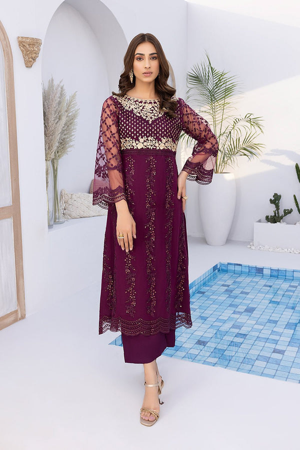 Embroidered Party Shirt | Kurta | Azure | Plumrose