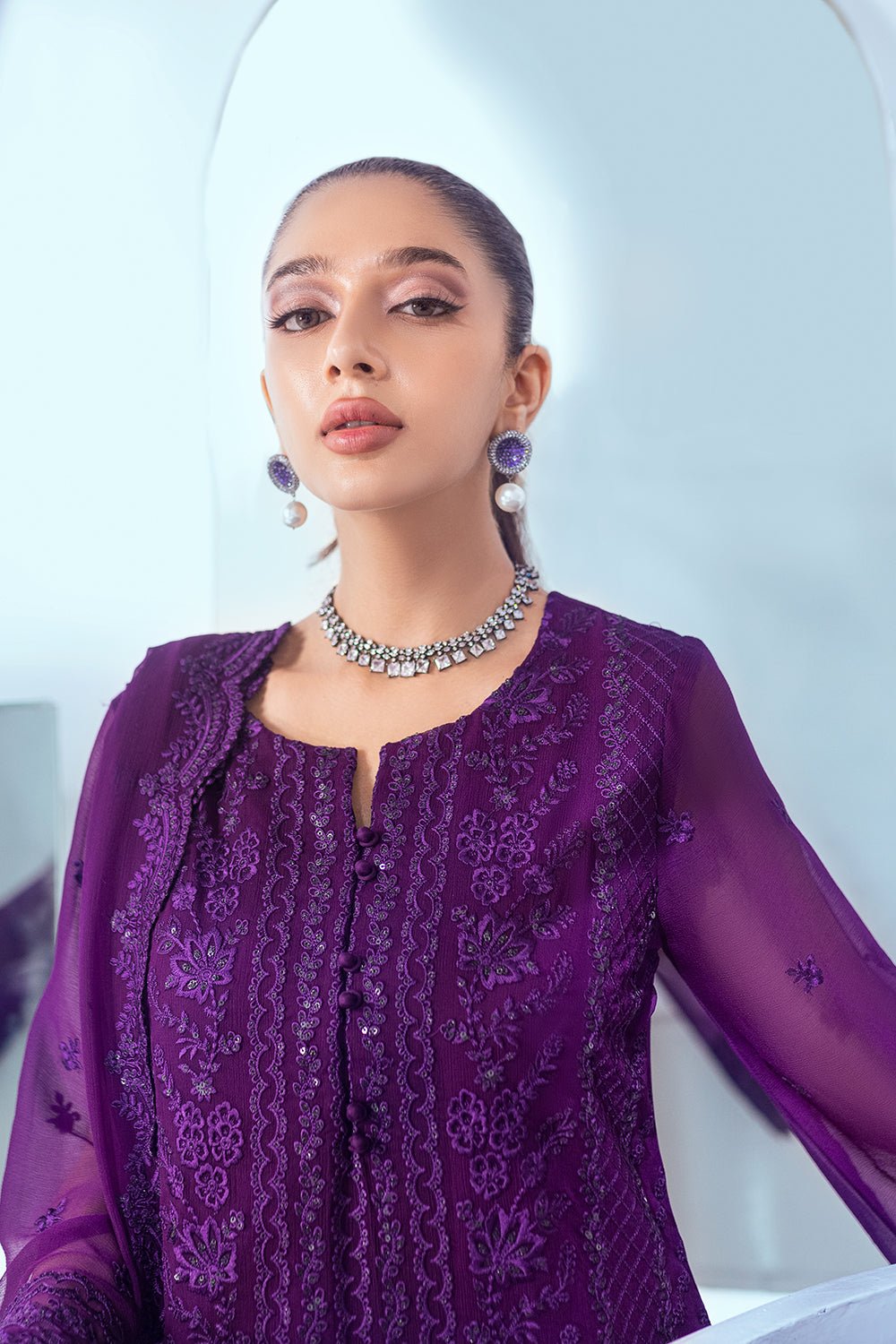 Azure Esembles Chiffon Party Wear Suits 2022 | Unstitched | Shining Daisy