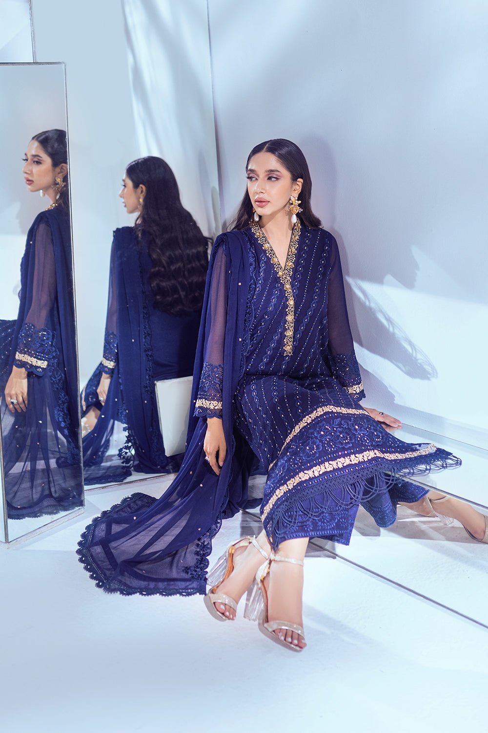 Azure Esembles Chiffon Party Wear Suits 2022 | Unstitched | Splendens